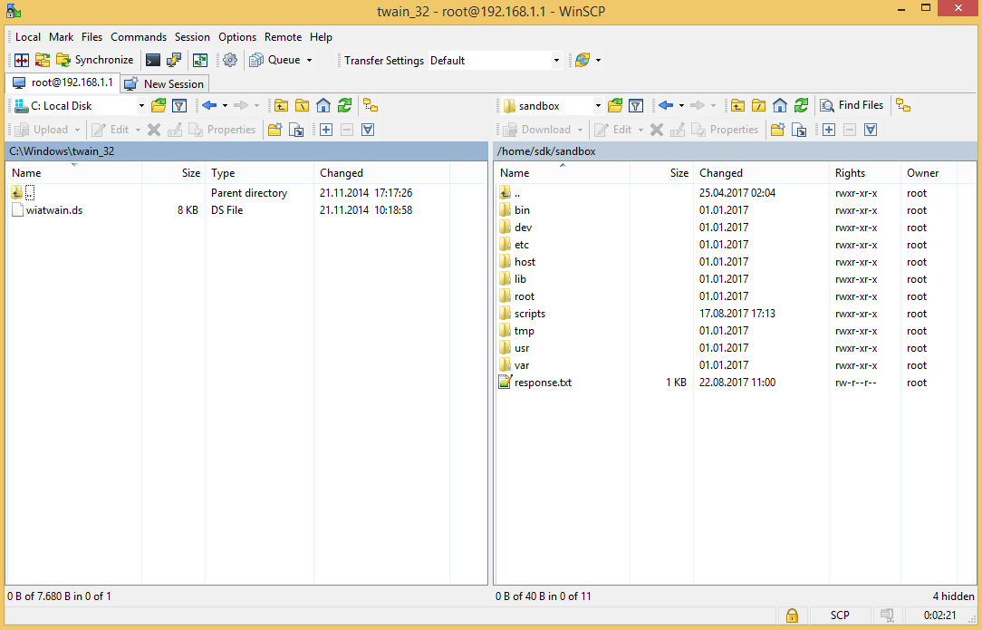  WinSCP Remote SDK Folder
